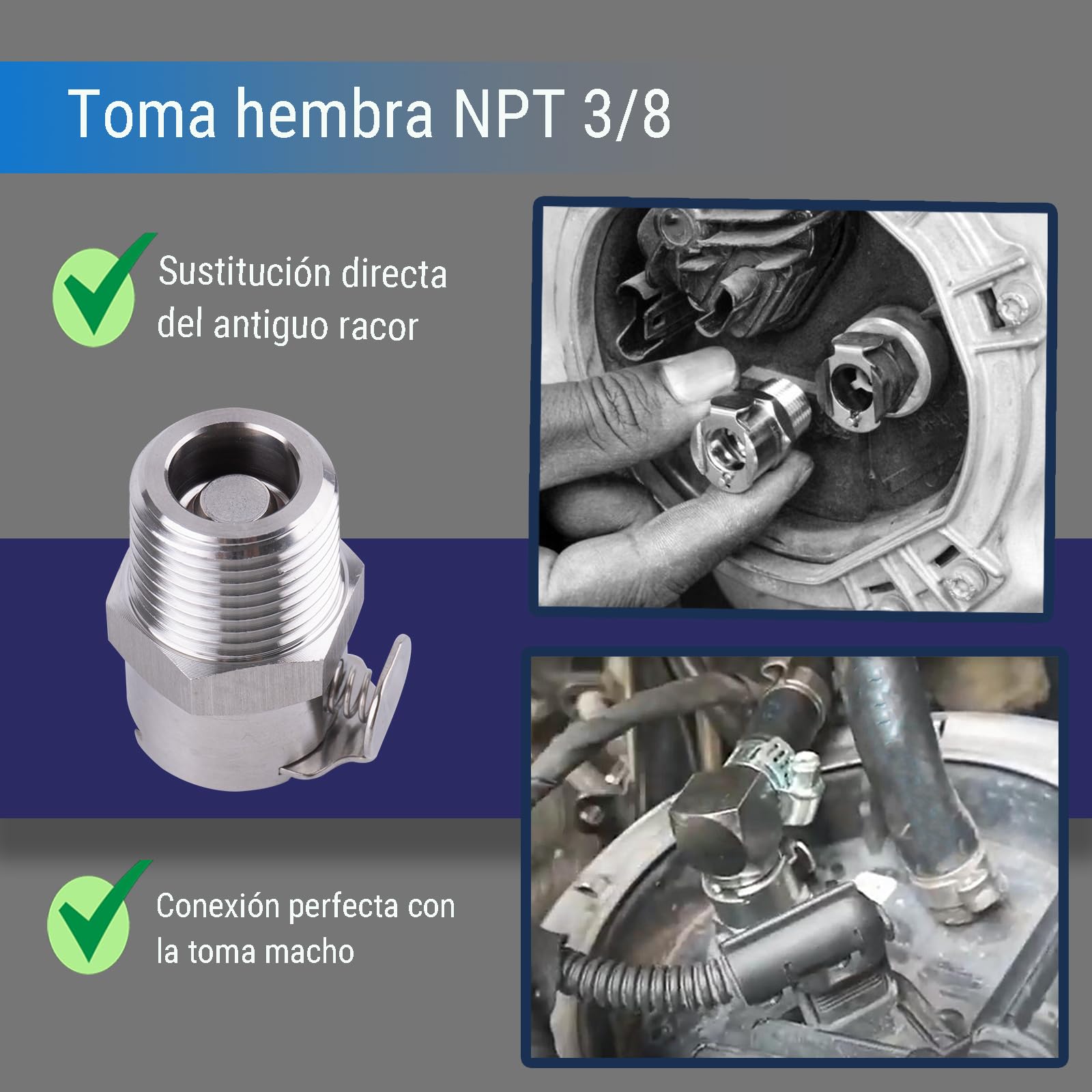 Conector de Toma de Bomba de Combustible NPT 3/8, Compatible con BMW Motocicleta Incluyendo S1000RR, R1200GS, R1200RT, K1200R, K1300R & K1600GTL