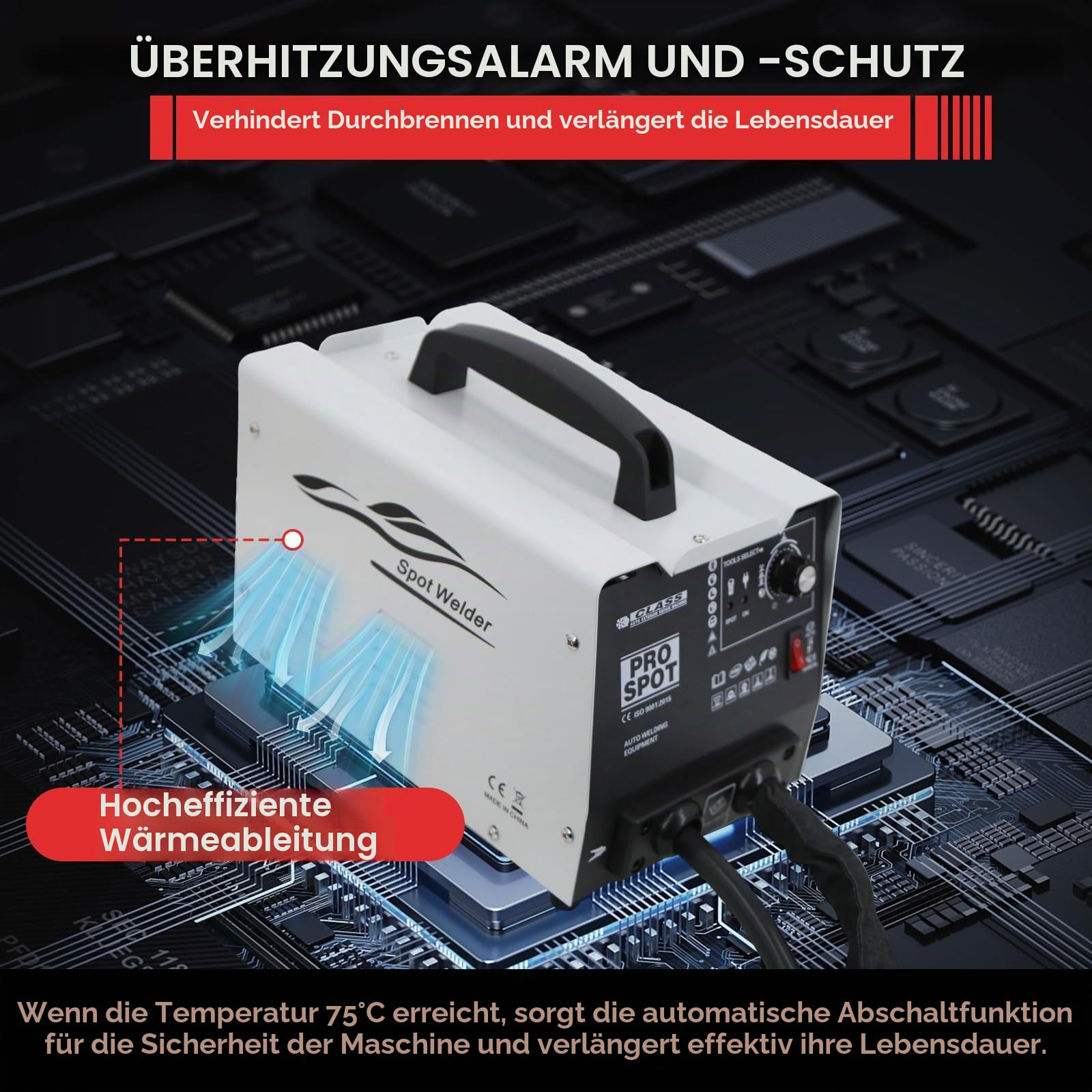 1,8KW Karosserie Ausbeulspotter, 220V Punktschweißmaschine mit Schiebehämmer & 7 verstellbaren Modi, Professioneller Dellenzieher für Auto- und Lkw-Karosseriereparatur, Werkzeug zur Dellenentfernung