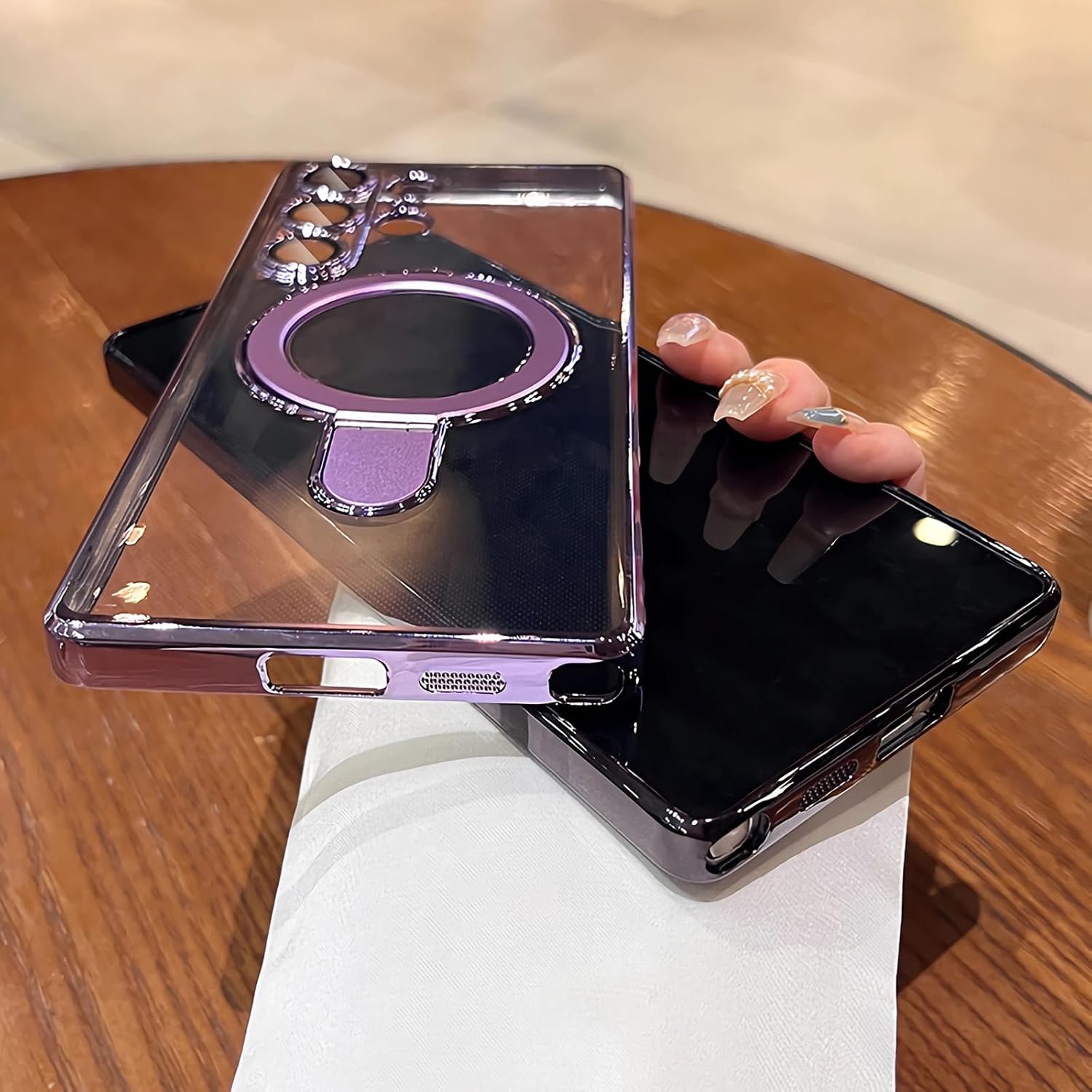 LXK Magnetic for Samsung Galaxy S26 Ultra Case with Stand, Compatible with MagSafe, with Camera Protector, Clear Luxury Military-Grade Drop Protection iPhone Case for Galaxy S26 Ultra 6.9" Purple