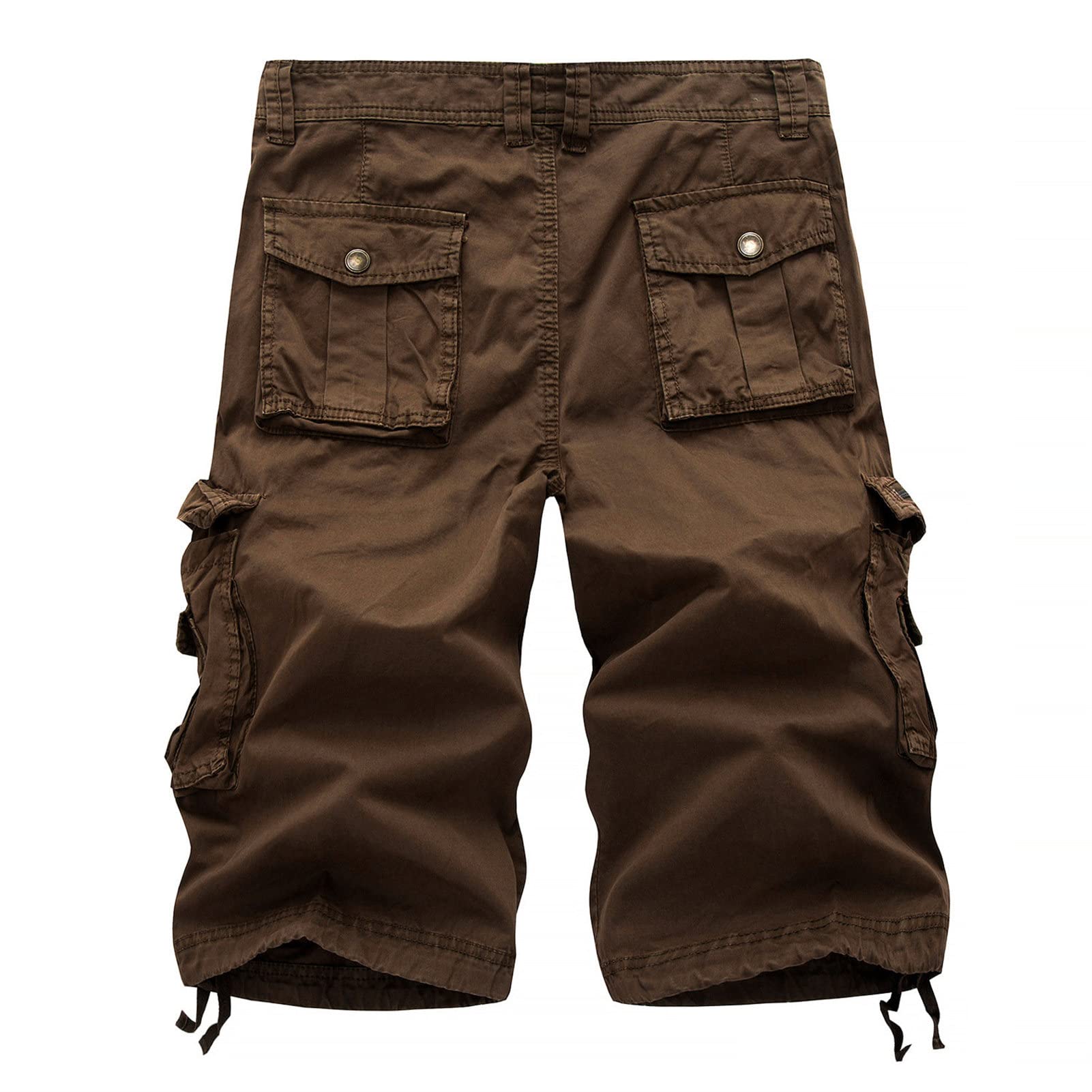 Maiyifu-GJ Men's Cotton Twill Multi Pockets Shorts Lightweight Relaxed Fit Cargo Short Casual Outdoor Military Short Pants (Brown,38)