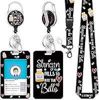 Vista 7 de Giancomics Black ID Badge Holder with Lanyard, Lanyards for ID Badges with Badge Reel Retractable Heavy Duty, Lanyard with ID Holder Keychain Clip