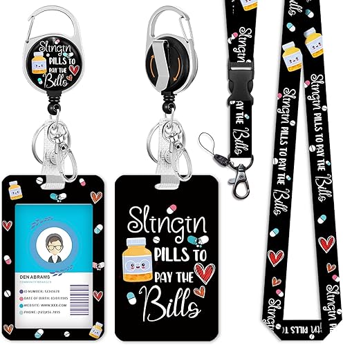 Miniatura 7 de Giancomics Black ID Badge Holder with Lanyard, Lanyards for ID Badges with Badge Reel Retractable Heavy Duty, Lanyard with ID Holder Keychain Clip