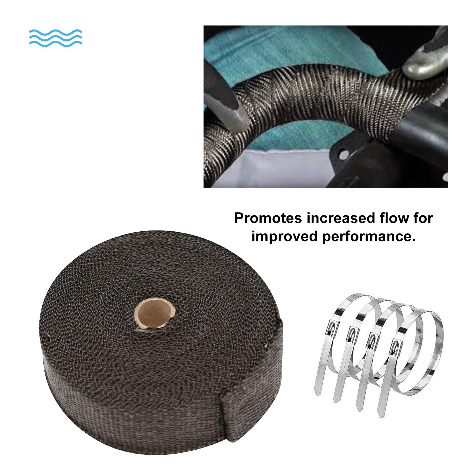 Anxingo 2" X 50' Black Exhaust Wrap Heat Shield Tape - Fiberglass Wrap For Motorcycle, Car, ATV