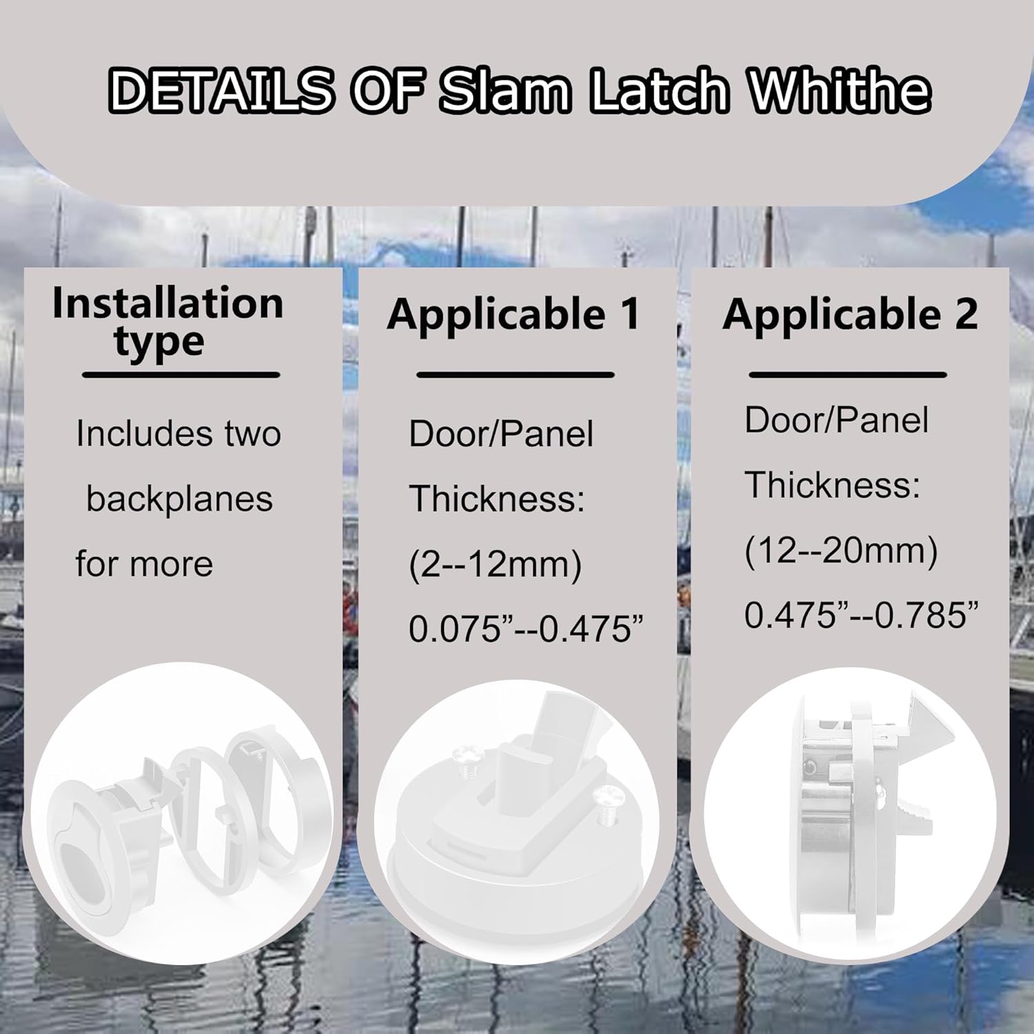 Slam Latch 2'' Flush Pull Latch White Plastic Handle for Hatch Door Cabinet Hardware on RV Boat Camper Trailer,Pack of 2