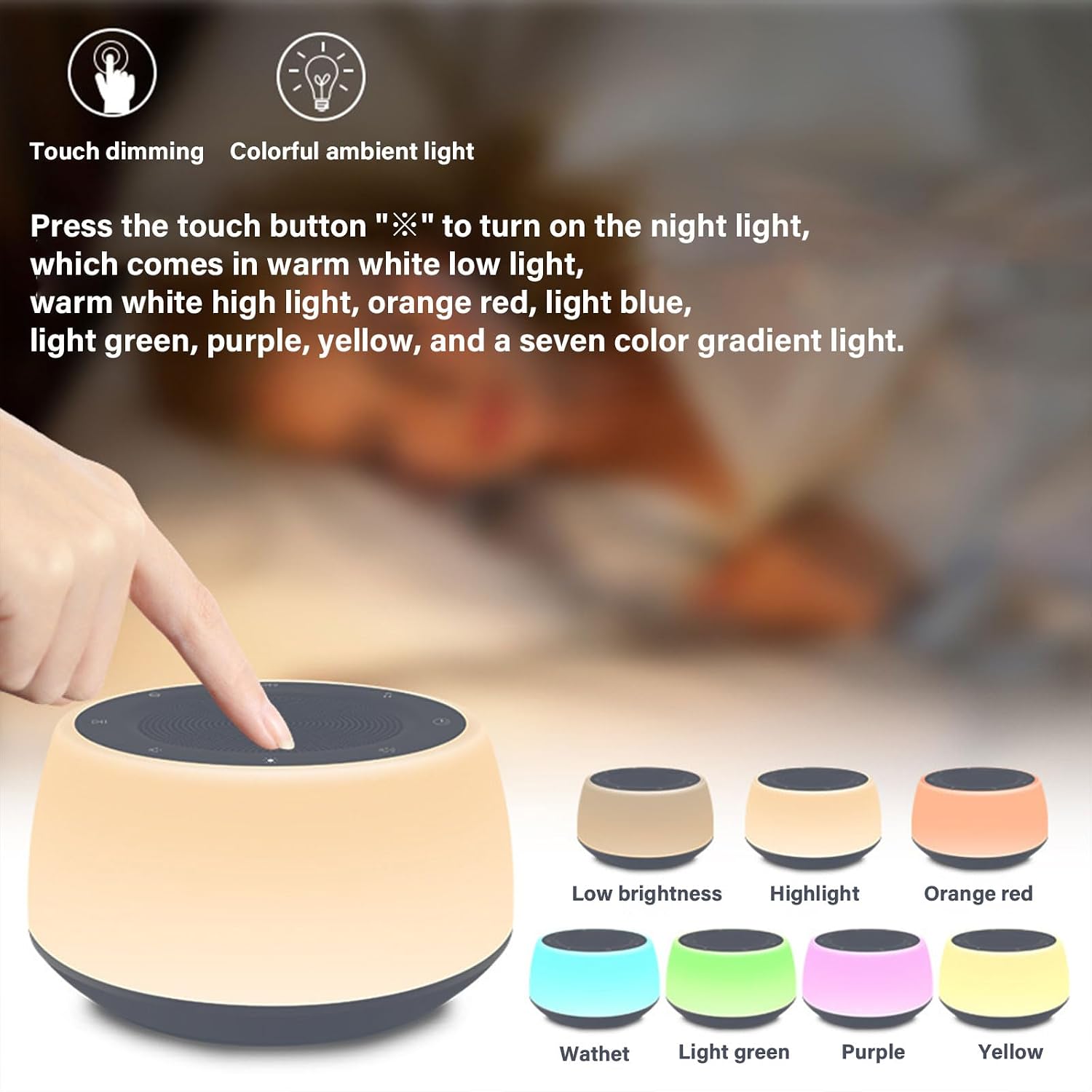Portable Baby Sleep Machine Desktop White Noise Sound Machine for Sleeping Soothing Sounds 15/30/60/90/120min Timer Nursery Lamp