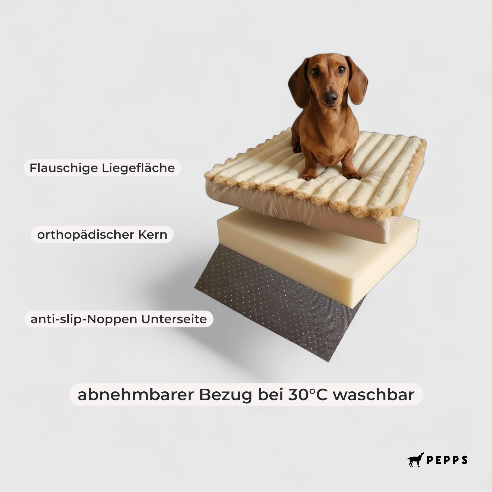 Pepps Panier pour chien en bambou avec coussin orthopédique