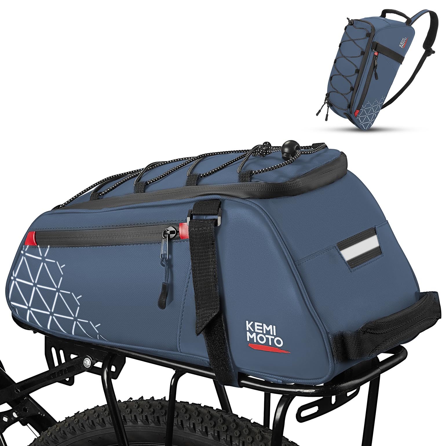 Rear Bike Rack Bag - 8L PVC Water Resistant Ebike Bags for Bicycle Rear Rack, Bicycle Trunk Pannier for Commuter Travel Shopping and Cycling (Blue)