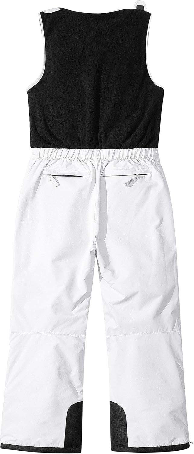 Pursky Girl's Waterproof Ski Jacket Kids Winter Snow Coats Kid's Snow Pants Girl's Winter Ski Bibs Snowbibs Sets White Size 8