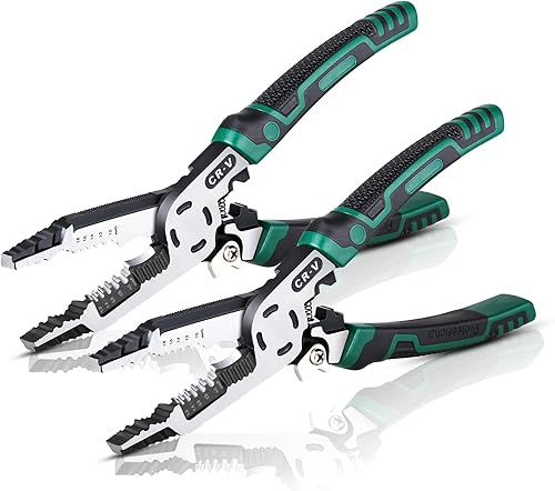 Miniatura 8 de Alicates pelacables 10 en 1, cortadores de cables, alicates combinados multifuncionales de 9 pulgadas con cortador de crimpador de cables, alicates