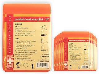 Ever Ready First Aid Padded Universal Aluminum Splint, 4.25” x 24”, Flat Folded, Waterproof - 12 Count