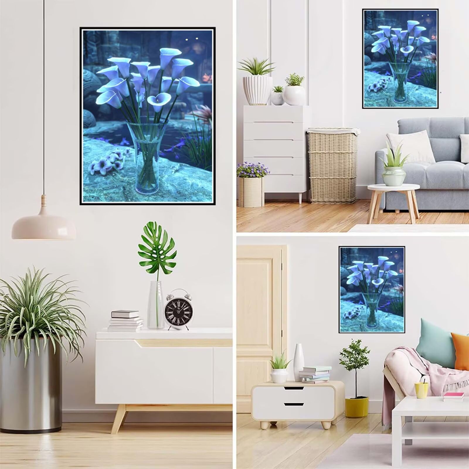 Diamond Painting Lilie Malen Nach Zahlen Erwachsene, 5D Diamant Painting Bilder Blume Diamond-painting Mosaikherstellung Bastelset Kinder ab 6 Jahre, Deko Wohnzimmer, Mädchen Geschenke 70x100cm 6X-883