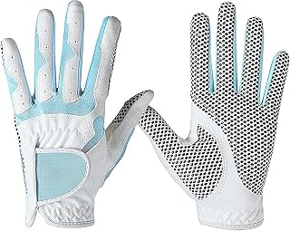 Pro-Noke Fashion Golf Gloves, Women's Ladies Girls All Weather Leather Golf Gloves with Non-Slip Grip, Soft, Breathable, Wear-Resistant, A Pair/2 Pack for Left & Right Hand Golf Rain Gloves