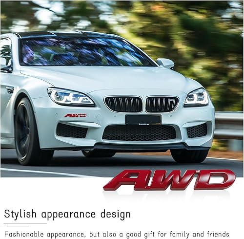 Miniatura 6 de Dickno AWD - Adhesivo para emblema, calcomanía de metal 3D para puerta trasera, autoadhesiva, decoración de guardabarros laterales automáticos para