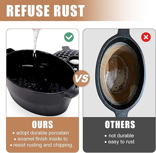 Miniatura 4 de G GOOD GAIN Vaporizador de estufa de leña, humidificador de estufa de hierro fundido con parte superior de apertura grande  Olla ovalada para