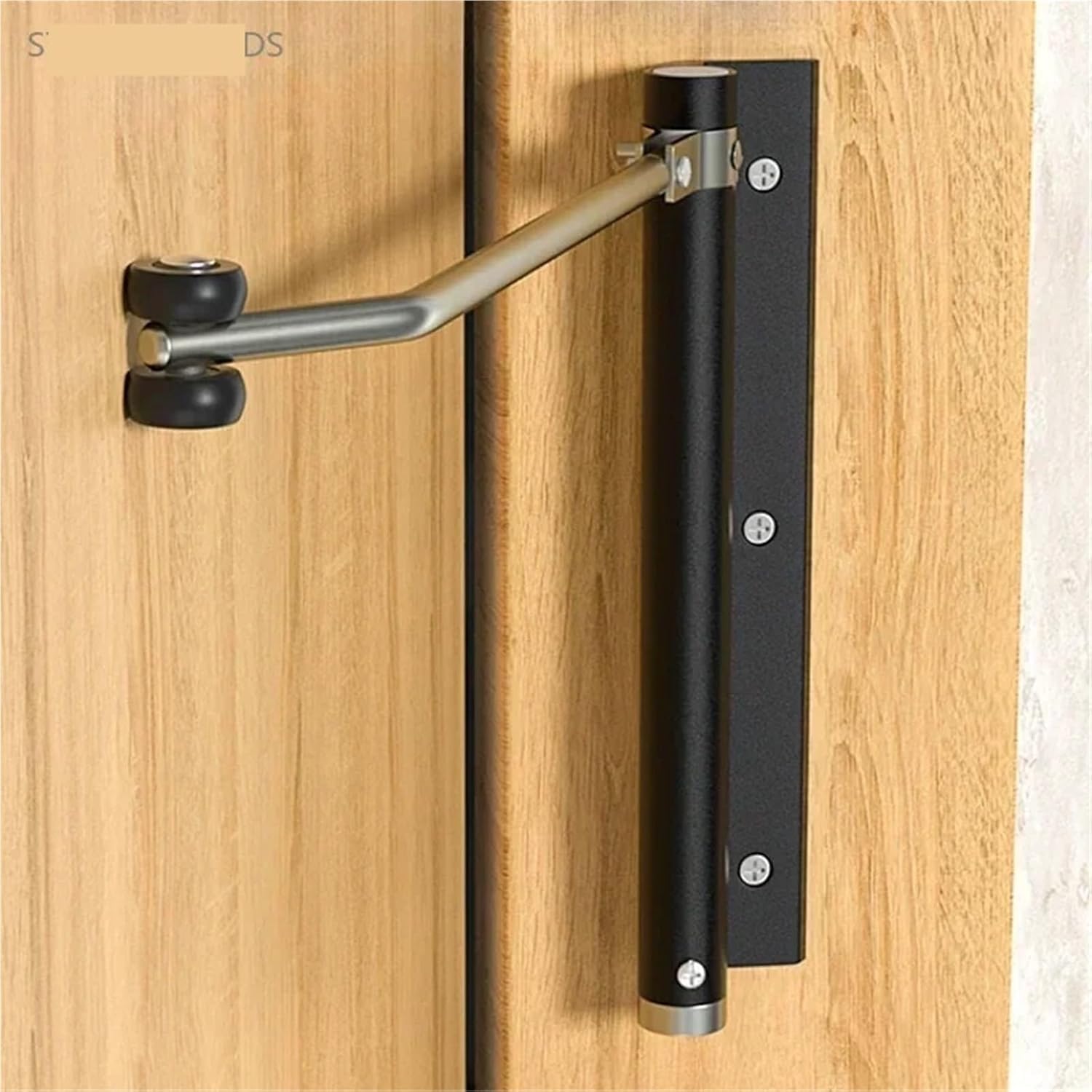 1 Set of Aluminum Alloy Automatic Door Closer Household Invisible Door Spring Hinge Automatic Return Buffer Door Closer(Black)