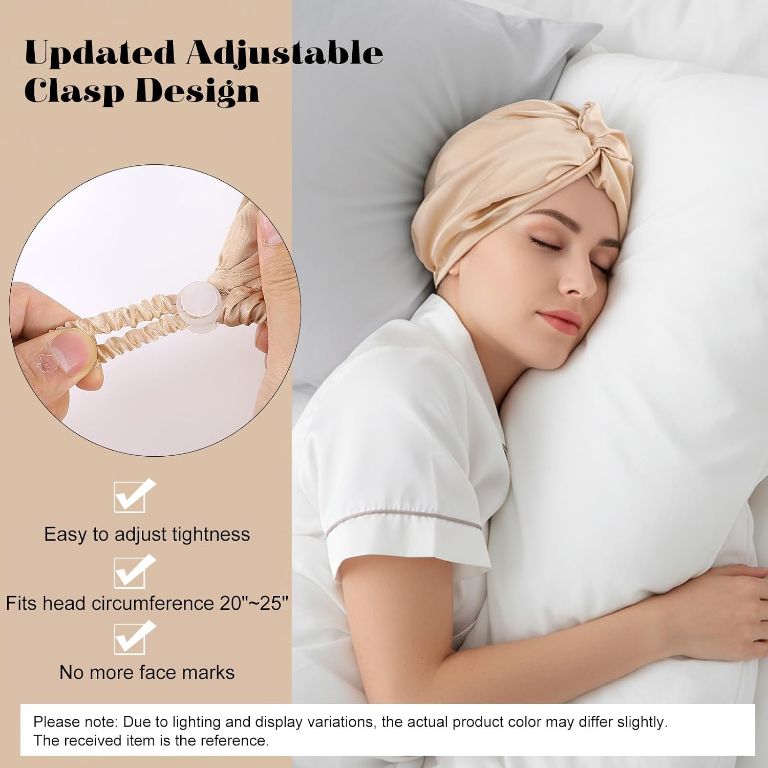 Silk Satin Hair Bonnet Adjustable Sleeping Women Hair Wrap Double Layer Night Turban Smooth Shower Sleep Cap for Natural Curly Straight Unisex Braid
