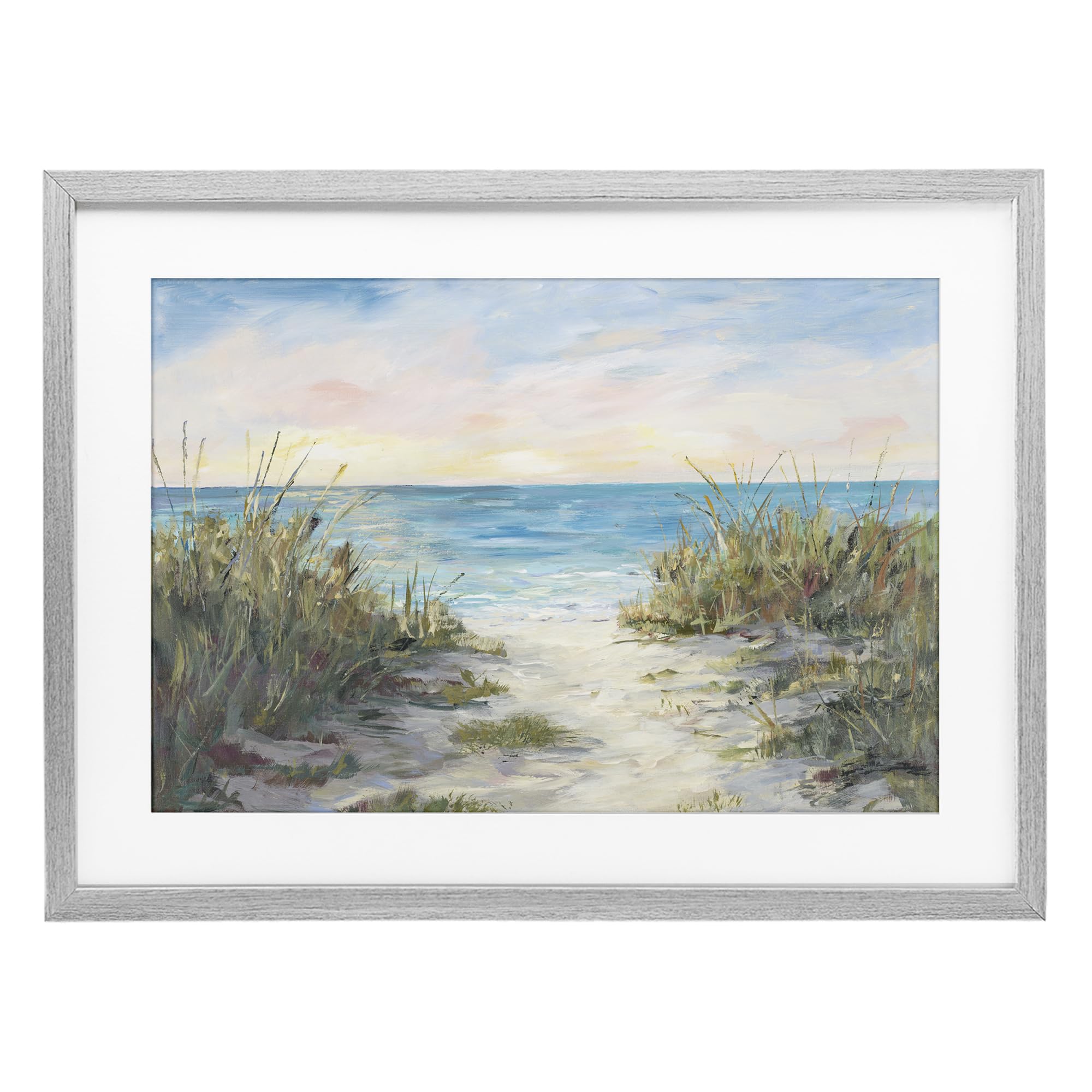 Stupell Industries Coastal Pathway Horizon 'Walk To The Beach'| Framed Print Under Glass