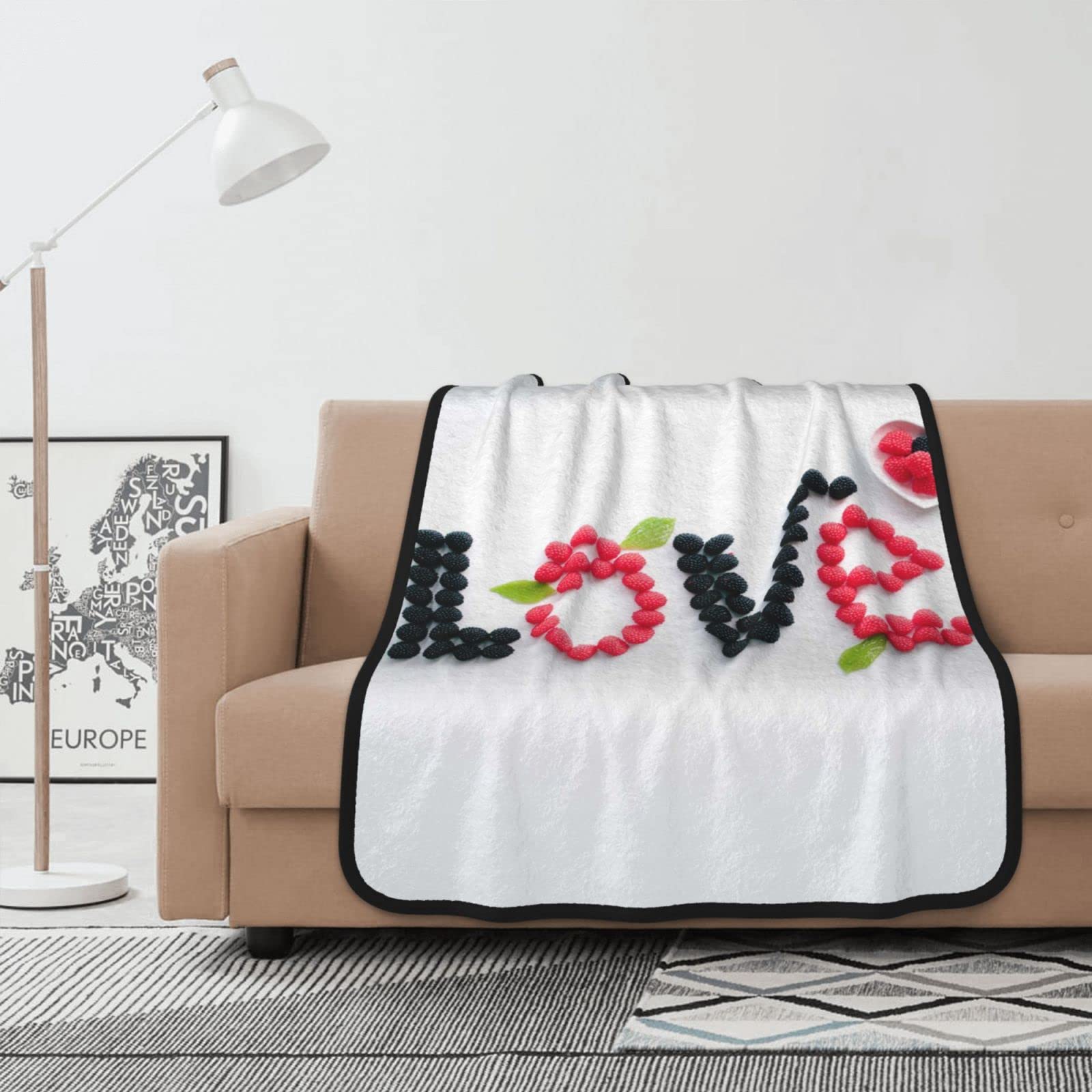 Couverture en flanelle fruits d'amour plaid doux canapé lit 101x127cm