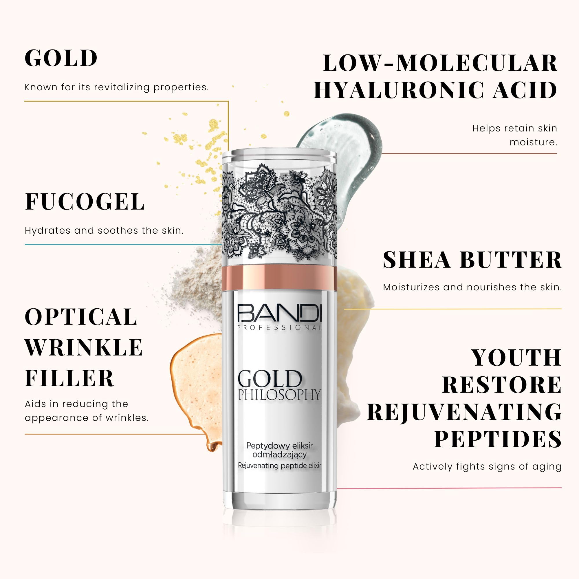 Bandi Sérum Visage Anti Age Acide Hyaluronique Crème Anti Ride Sérum Contours Visage Peau Parfaite Hydratation Anti Rides Éclat Texture Améliorée