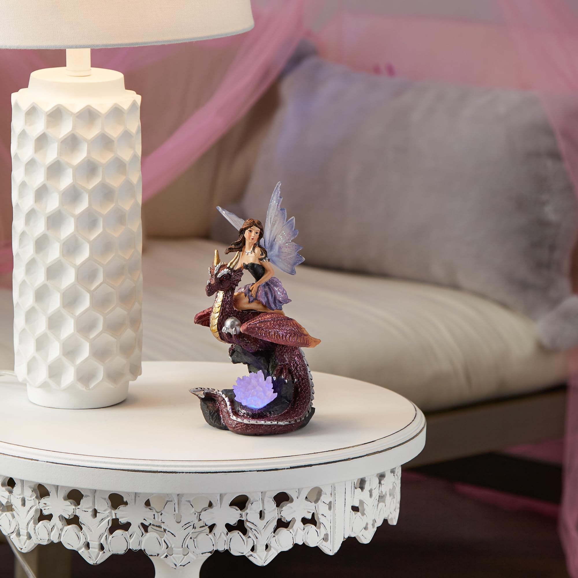 Amazon.com: Fairy Riding Dragon Figurine with Light-Up