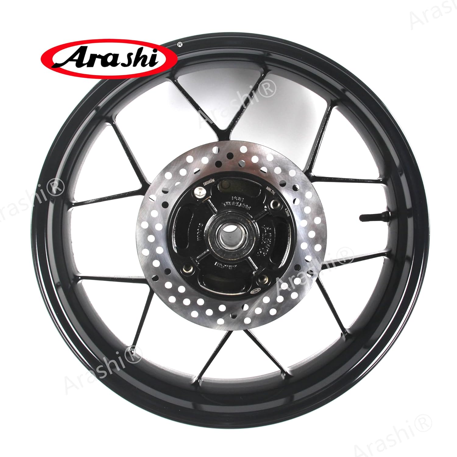 Arashi Rear Wheel Rim and Brake Disc Rotor for Honda CBR1000RR 2006-2016, Motorcycle Replacement Accessories Parts Gloss Black