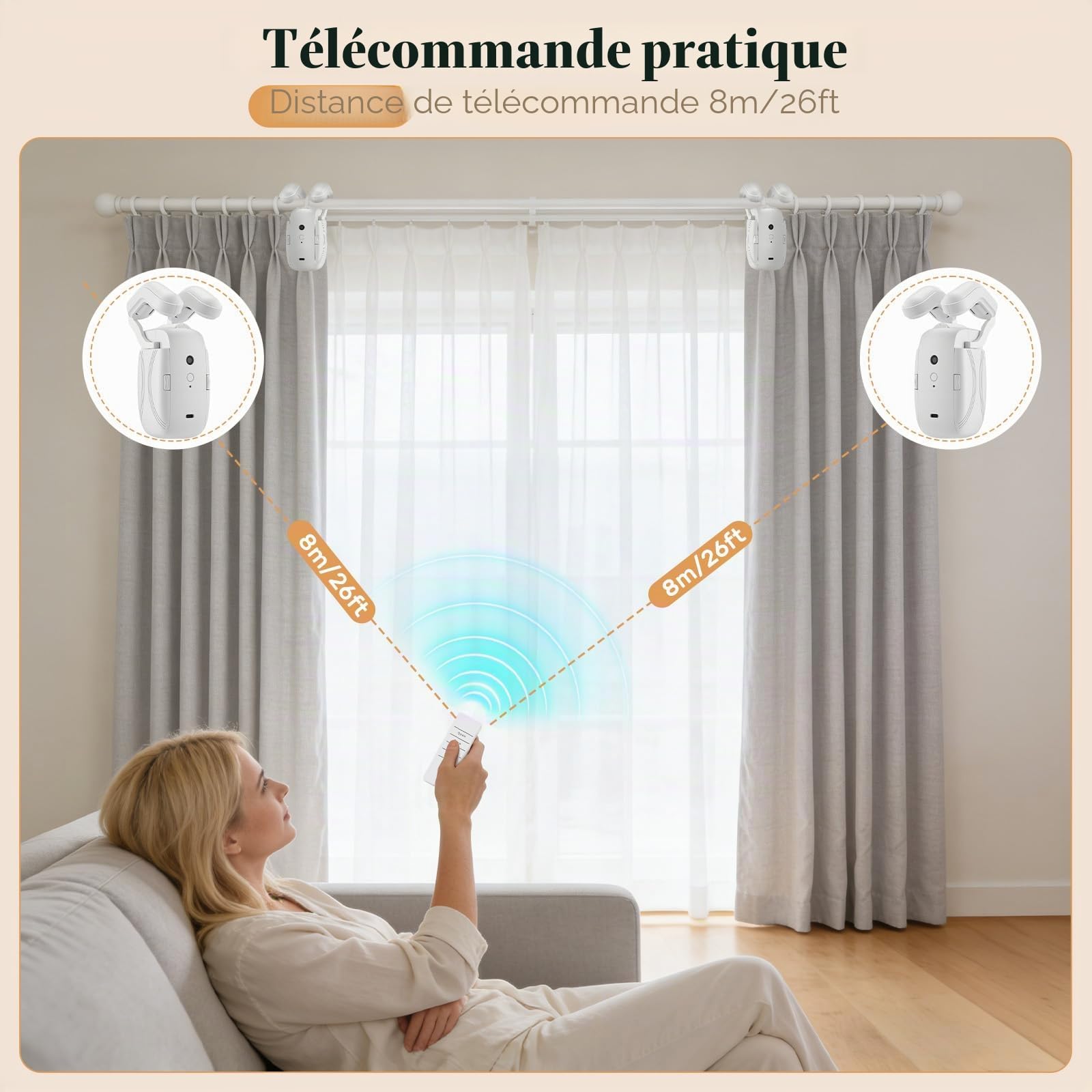 Ouvre-Rideau Électrique Avec Télécommande,Ouvre-Rideau Automatique Pour Tringle/Rail,Ouverture Et Fermeture Des Deux Côtés,Moteur Silencieux Haute Performance,Ouverture Et Fermeture À Distance
