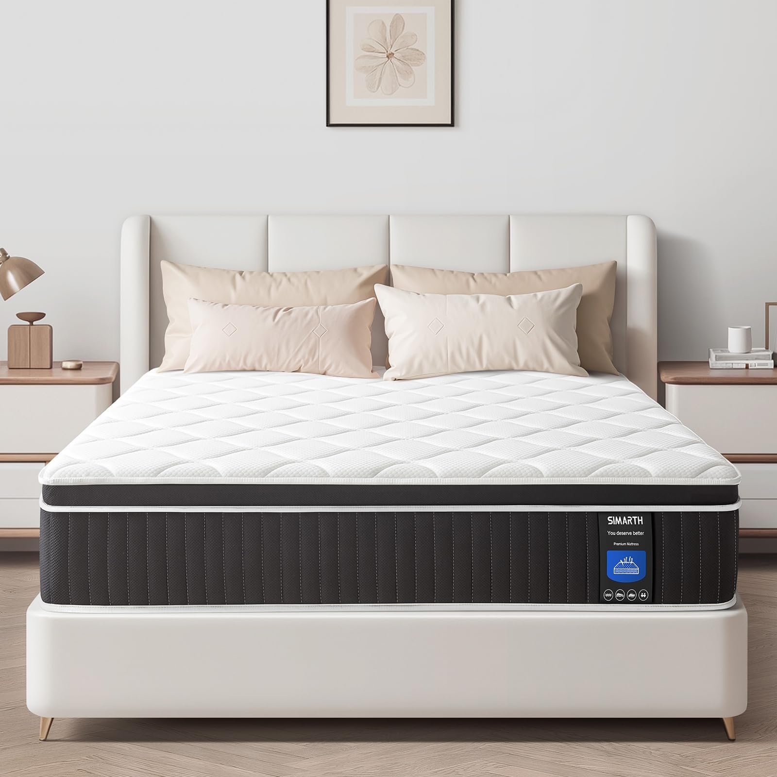Firm King Mattress 12 Inch King Size Hybrid Mattresses in a Box Upgrade Strengthen King Mattress with Gel Memory Foam and Individual Pocketed Springs for Support & Pressure Relief, Medium Firm