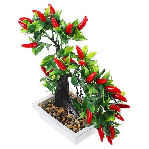 Plastic Artificial Chili Plants Simulated Plant Pots Fake Chili Decor
