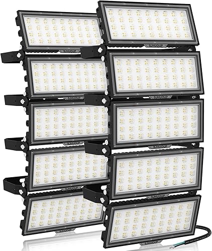 Luz LED de estadio de 1000 W para exteriores, 130000 lúmenes, 500 W, 2 unidades, luz diurna de 6500 K, iluminación de área comercial súper