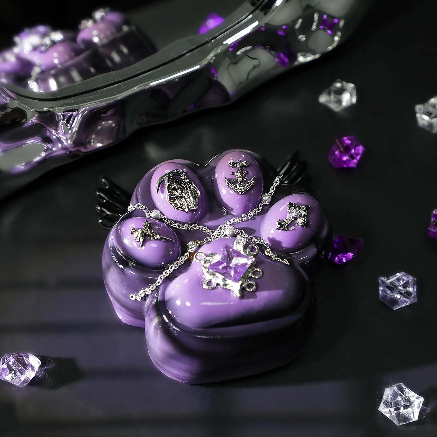 Giant Taba Squishy Paw - Fantasy Night Sky Themed Purple Squeeze Toy with Gothic Design, Great Gift for Lovers