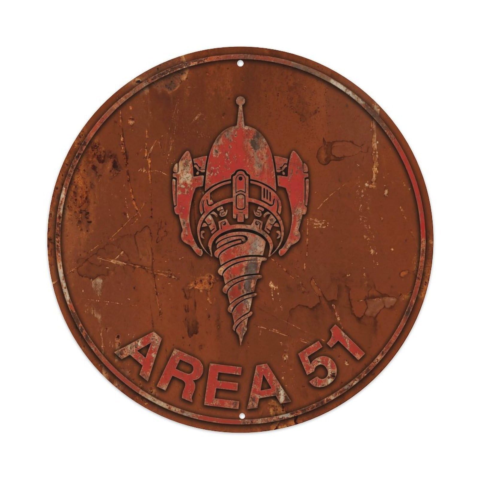 Cwbufd Vintage Style Alien Area 51 Alien Drill Vintage Metal Tin Sign Plaque Wall Decor For Cafe, Club Bar, Office, Garden Metal Poster 8X8inch