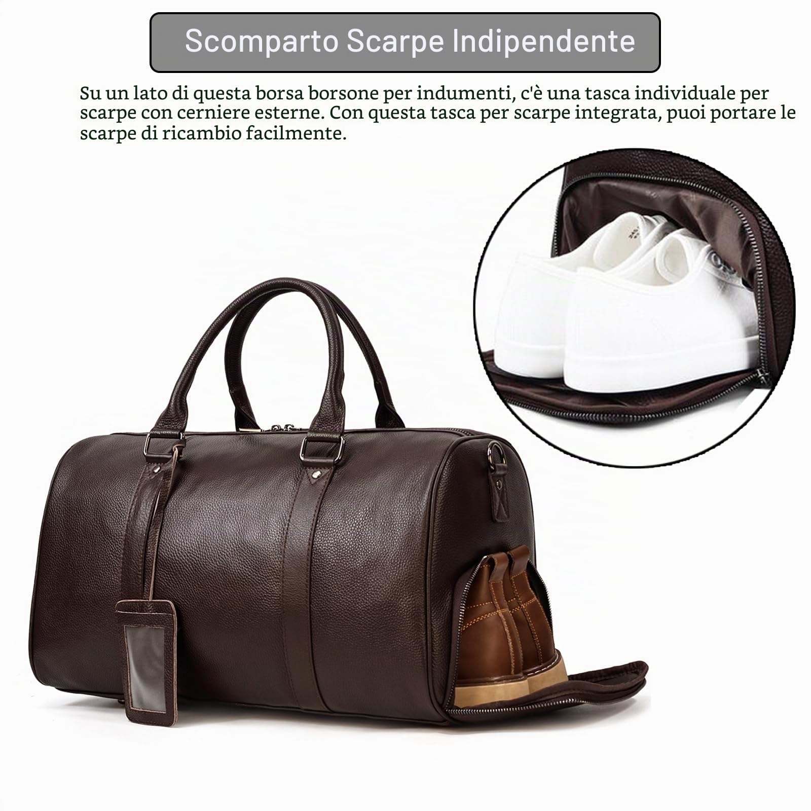 Luufan Borsa da Viaggio in pelle Unisex Borsa da Viaggio Vintage