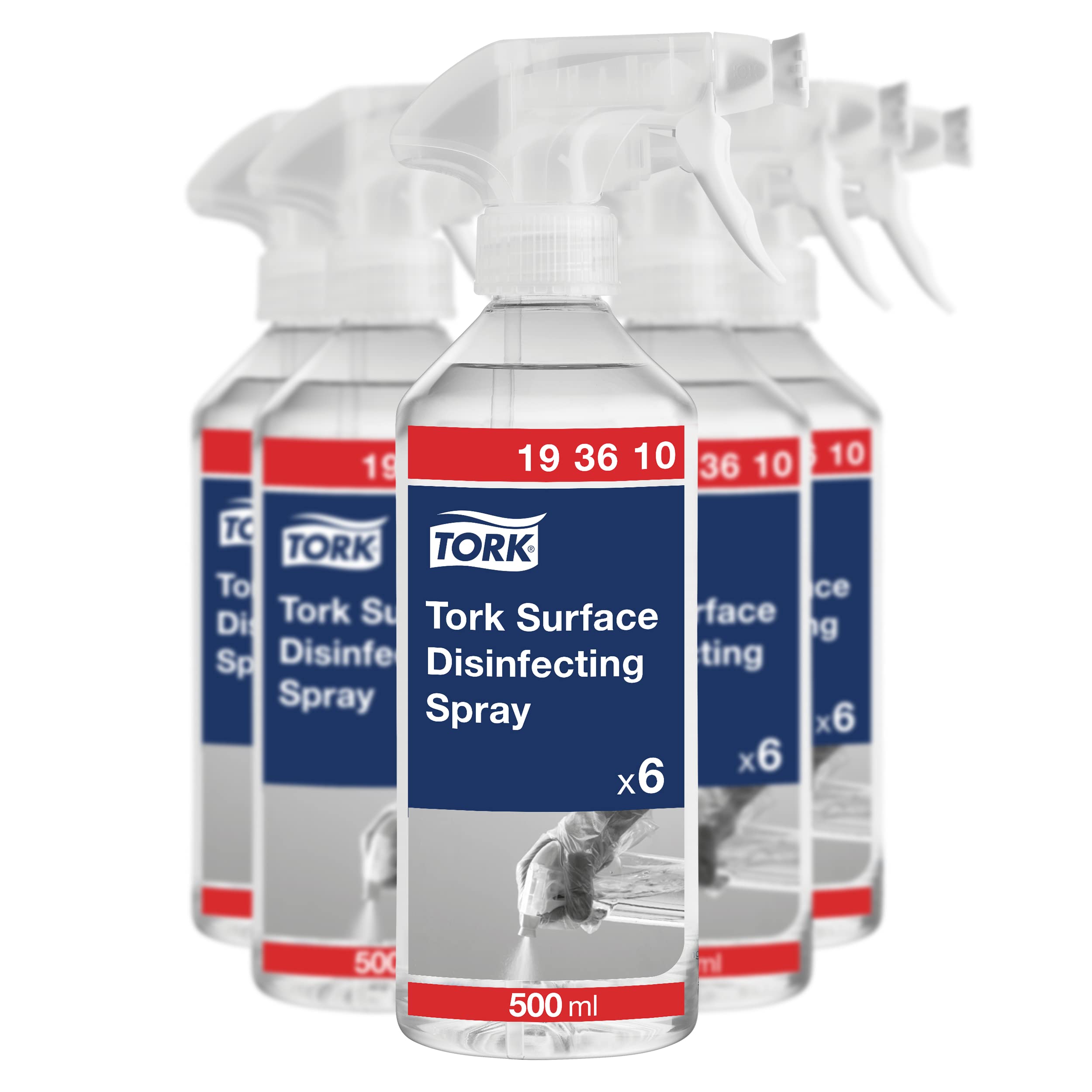 Tork Spray disinfettante per superfici superficiali, W10, formula biodegradabile, 6 flaconi da 500 ml, 193610