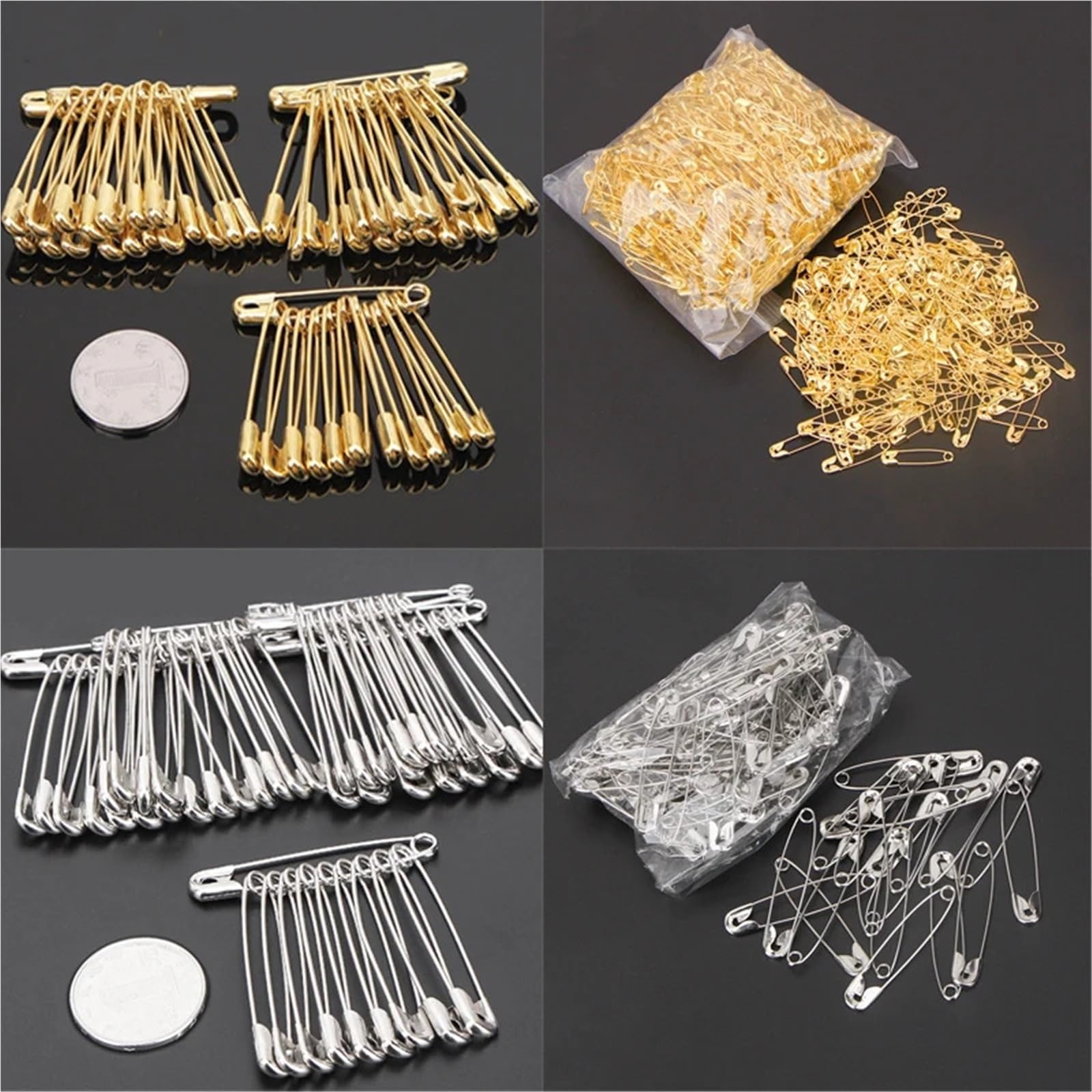 Sicherheitsnadeln, Edelstahl-Brosche, Schmuck, kleine Sicherheitsnadeln, Brosche zum Basteln (goldfarben, 55 mm Länge, 1000 Stück)