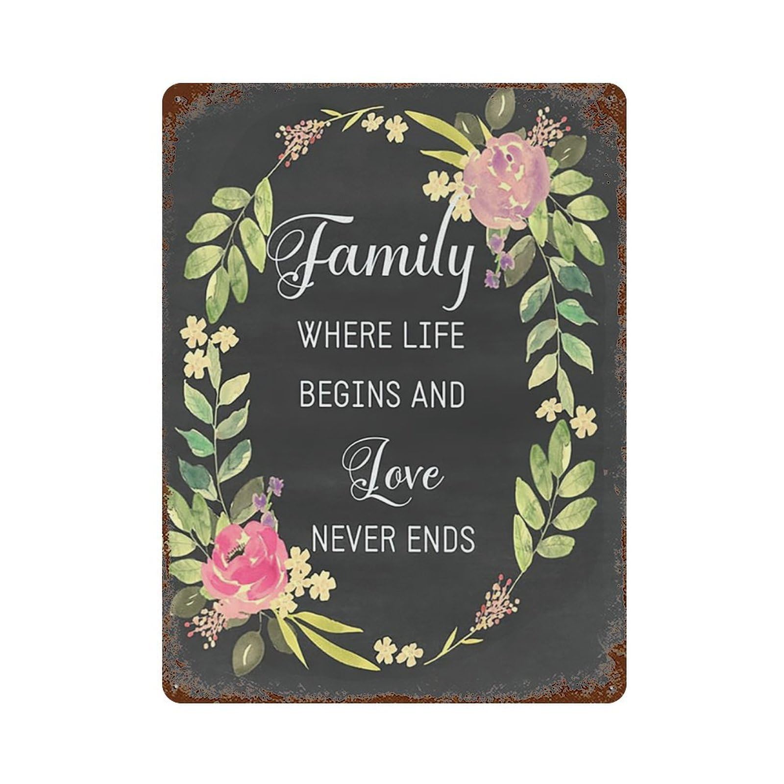xiaoxiaoshen Quote Family Where Life Begins Wall Decor Art Metal Tin Poster Modern Home Decor Art Home Bar Shop Decorations Vintage Sign 40x30cm