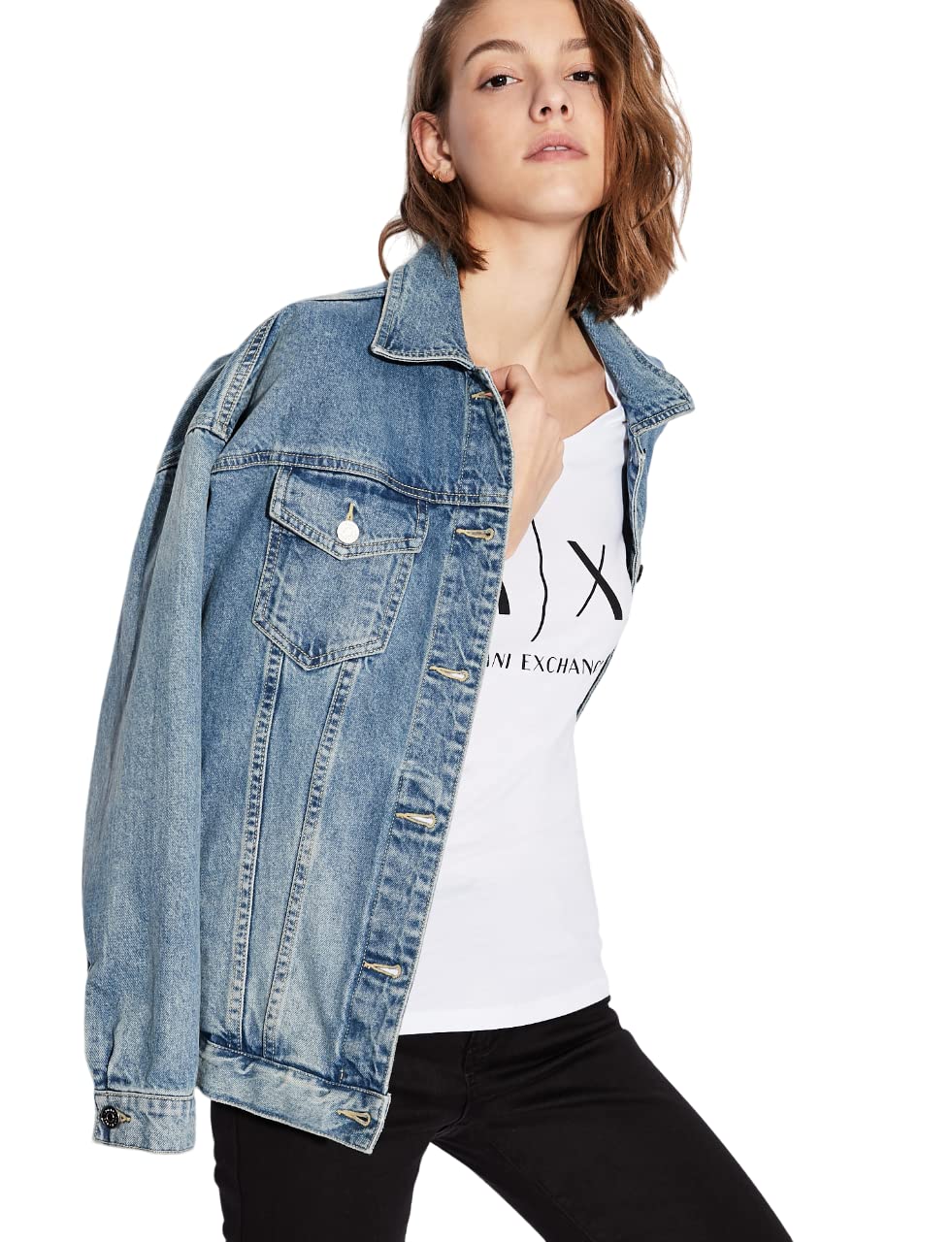 Armani Exchange Logo LS Maglietta a Maniche Lunghe Donna (Pacco da 1)