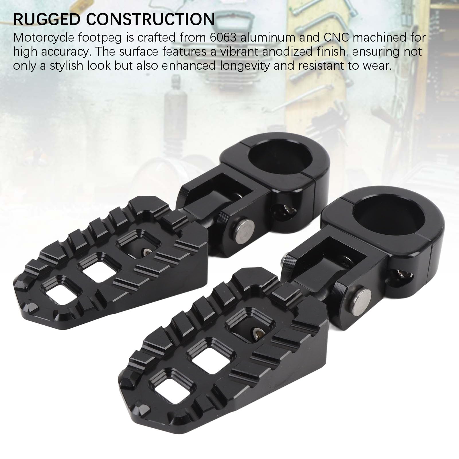 Shkalacar 1 par de Estriberas de Motocicleta, Estriberas Plegables Ajustables, Aleación de Aluminio T6063, Agarre Mejorado, Ajuste Universal, para Barra de 1 Pulgada, 1,06