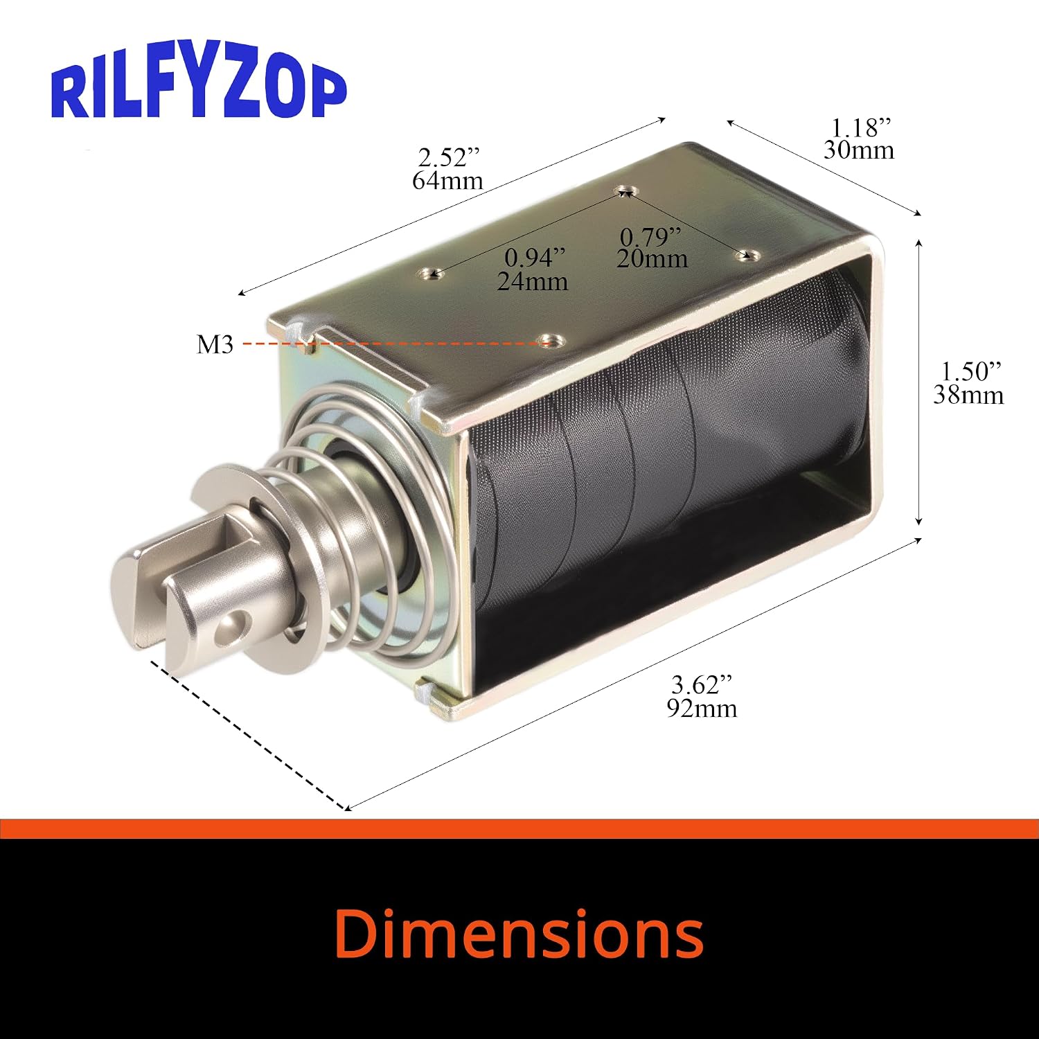 Industrial Grade Open Frame Actuator Linear Miniature Push-Pull Rectangular Electromagnet, JF-1264B-12VDC,10mm,0.4 inches,55N