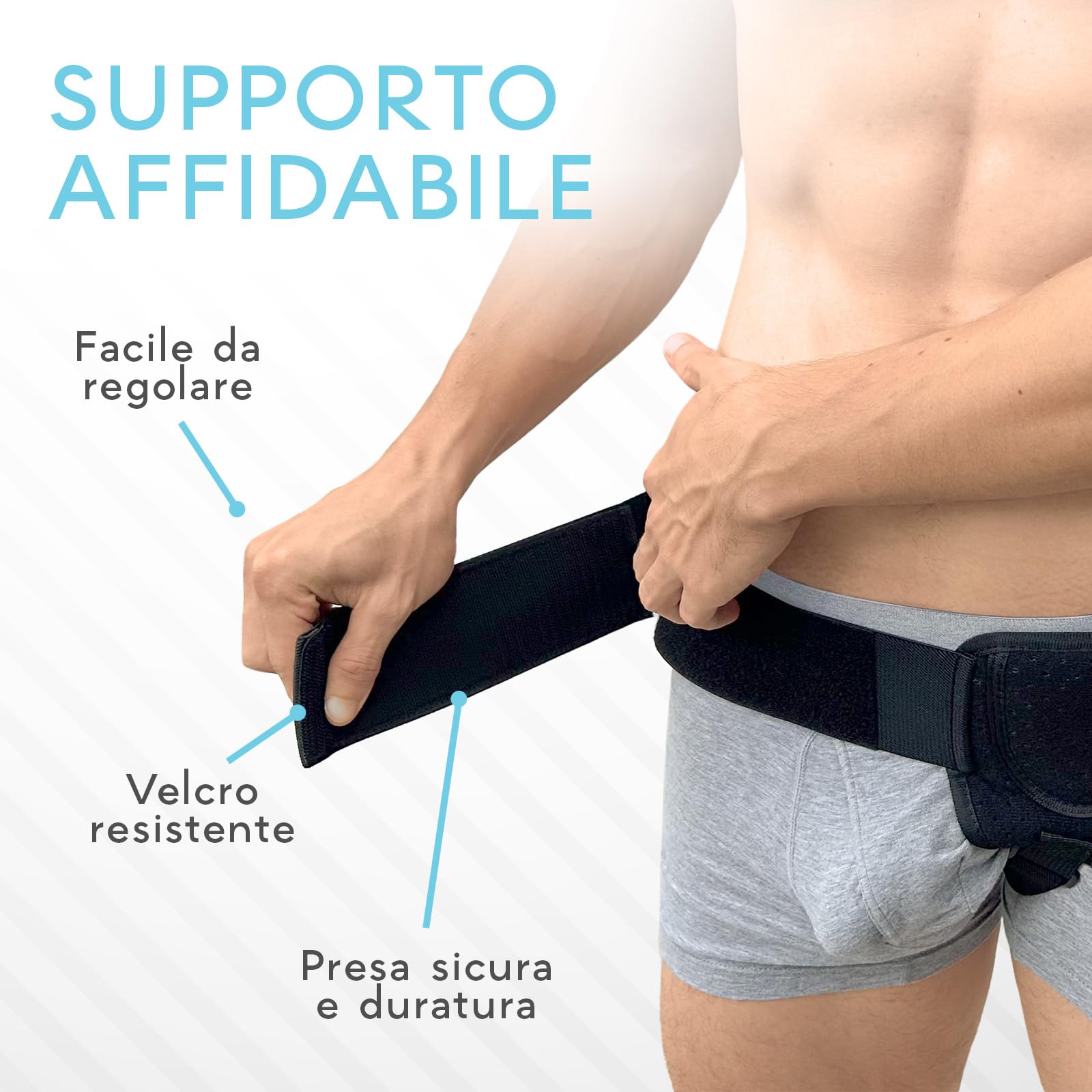 Adamson H2 Cintura per ernia da uomo - Cintura per ernia inguinale regolabile sx o dx - Fascia per compressione inguinale con cinturino regolabile - Vestibilità universale - Discreta e comoda