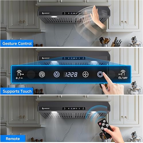 Miniatura 5 de AMZCHEF Campana extractora para debajo del gabinete, 30 pulgadas, 750CFM de acero inoxidable para estufa de cocina, campana de ventilación de 3