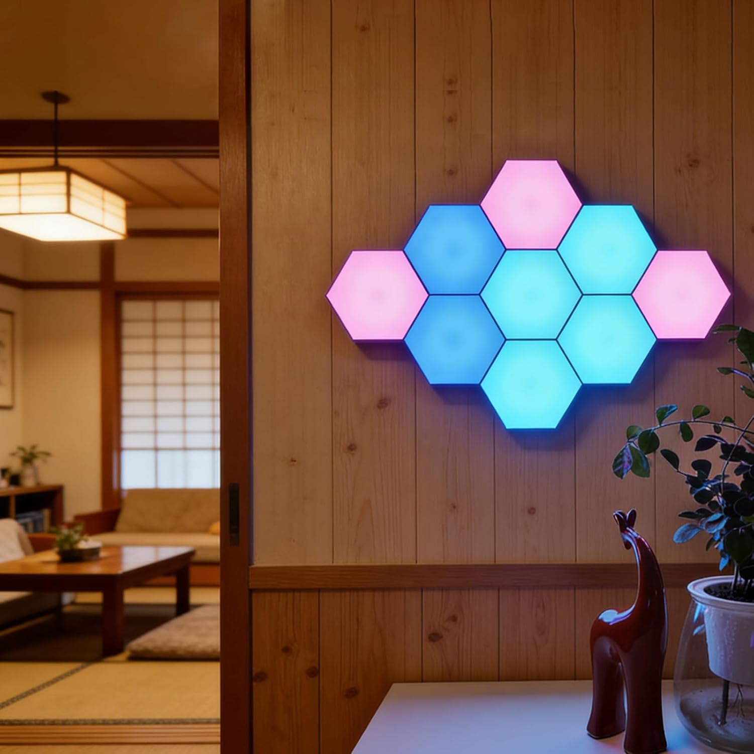 Remote control and touch control hexagon panels for gaming room setups and kids play lamps night lights with LED light sources mainy used in door for home decoration and holiday decoration lights (9)