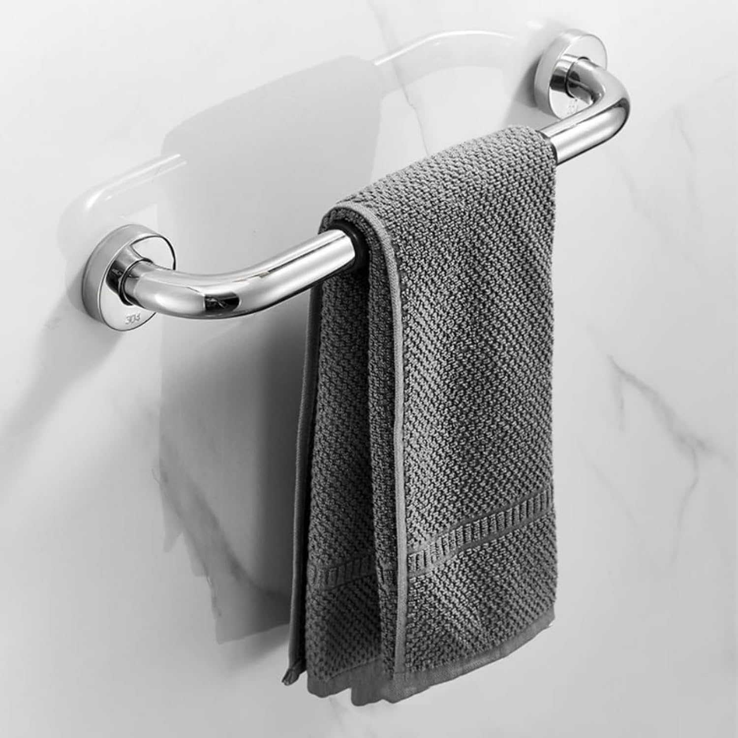 2 Pack 17 Inch Grab Bars for Bathtubs Shower,304 Stainless Steel Rail Toilet Shower Safety Bars,Anti-Slip Shower Handles with Black Silica Gel Grab Bars for Elderly Senior, Silver