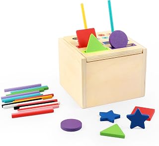 Montessori Wooden Toddler Toys, Fine Motor Skills Educational Toy for 1-3 Year Olds | 12-18 Month Baby Color Shape Sorting Toy, for Boys & Girls