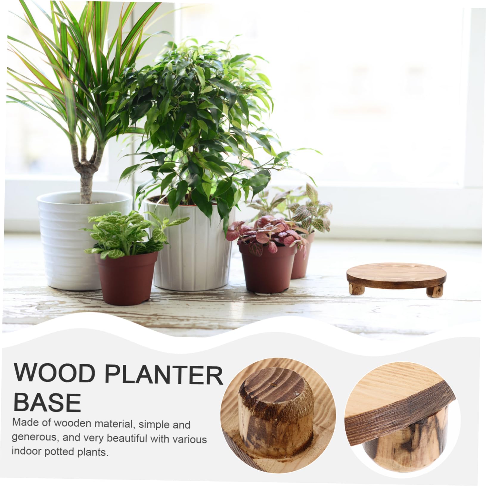 TOYANDONA Soporte de Madera Redondo Fácil Instalación y Reutilizable para Macetas Base Estable Adecuado para Plantas en Maceta Salón o Escritorio