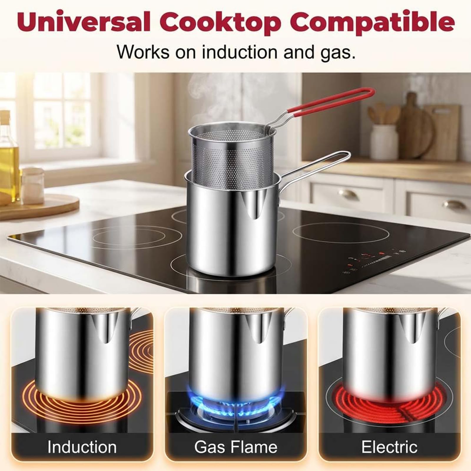 Small Stainless Steel Mini Fryer Zestaw garnków 5 szt