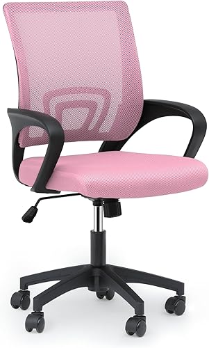 Miniatura 80 de MoNiBloom Silla de oficina de malla para el hogar, silla giratoria ergonómica con respaldo medio con asiento acolchado y reposabrazos, capacidad de