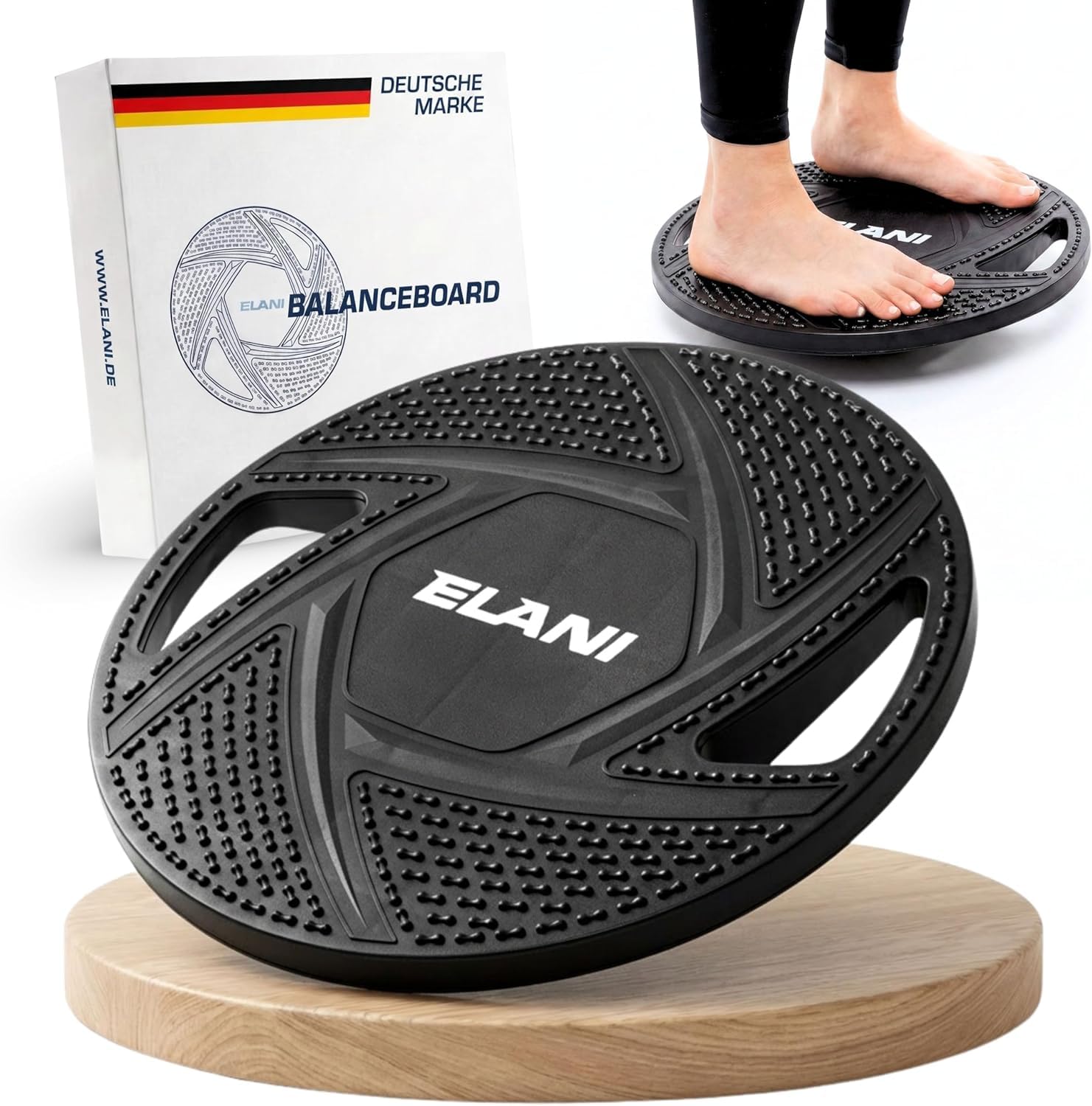 ELANI Rutschfestes Balance Board Erwachsene bis 150kg - Physiotherapie zur Stärkung von Koordination und Tiefenmuskulatur | Balance Board Kinder ab 5, Wackelbrett Physio, Gleichgewichtstrainer