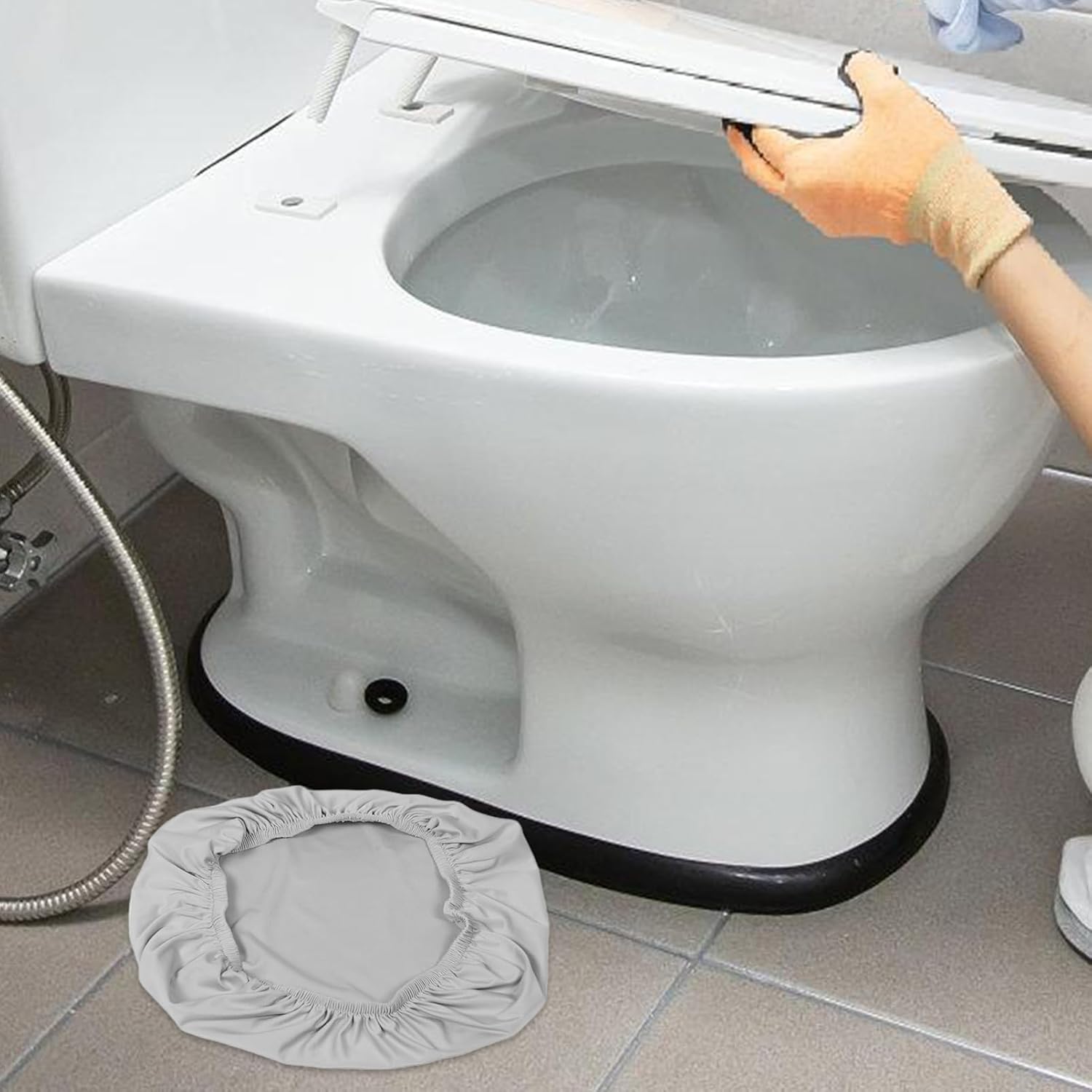 VOSAREA 4pcs Toilet Tank Lid Covers Set White Light Grey Black Elastic Fit Soft Covers for Back of Tank Bathroom Decor Accessory