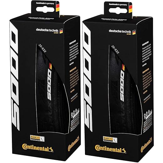 Continental Grand Prix 5000 - Road Bike Tire | The Best Allrounder in the Field - BlackChili, Vectran Breaker, LazerGrip, Active Comfort Technology, 2 Pack