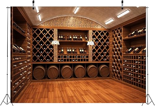 Miniatura 2 de BELECO Telón de fondo de tela de 12 x 10 pies para bodega de vino de lujo, fondos de bodega, botellas de vino, barriles, fondo de decoración de